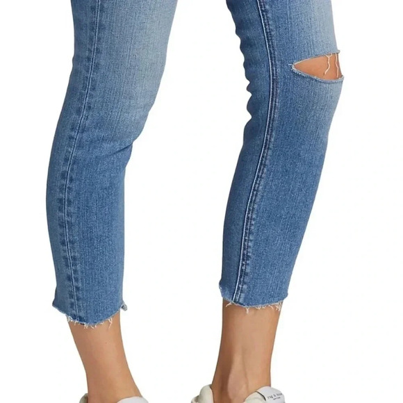 Rag & Bone Cate Mid-Rise Skinny Jeans with Distressed Knee in Blue sz 26 - Picture 4 of 16